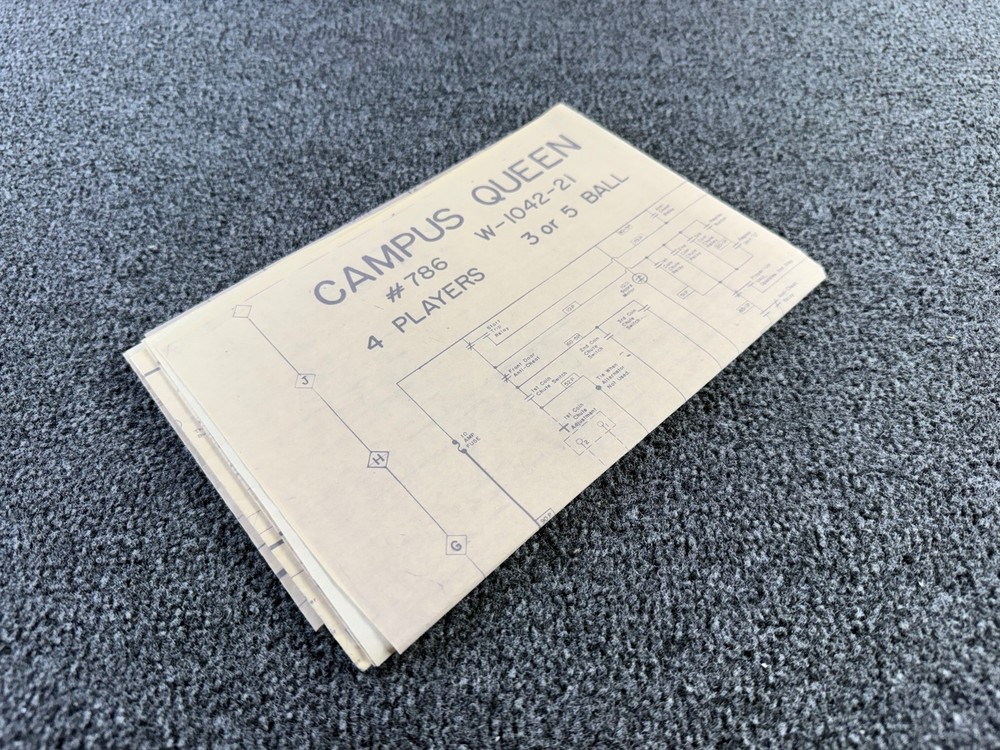 Bally Campus Queen Pinball Machine Game Manual Schematics