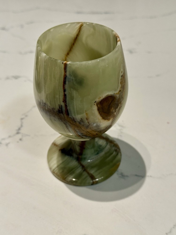 hand blown glass goblets green