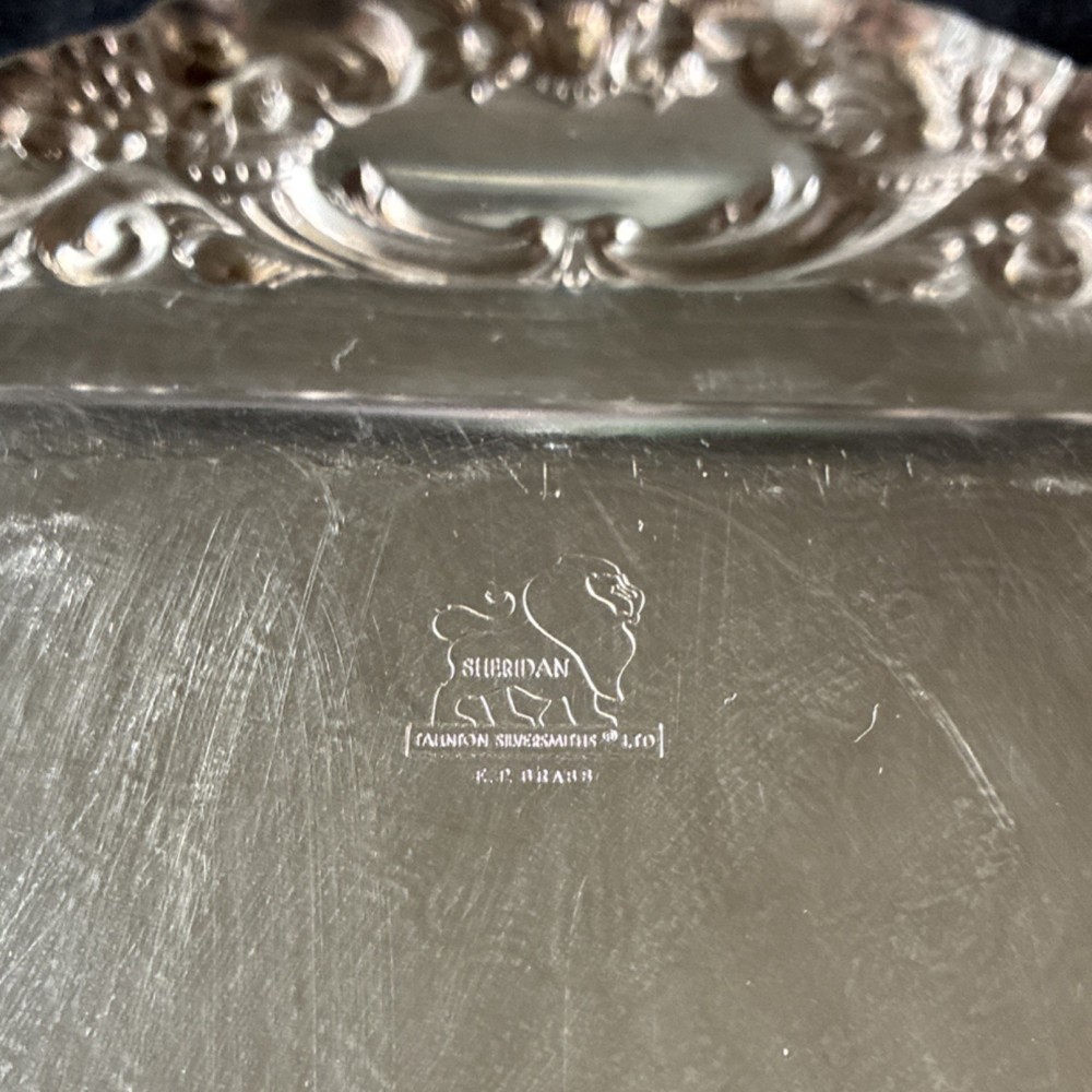 Sheridan Silverplate Victorian Style Ornate Rectangular Tray 17x10 Inches