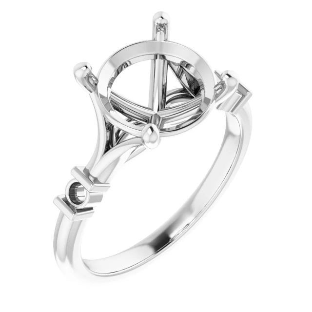 925 Sterling Silver Semi Mount Ring Setting Round 11.5mm Blank Ring Mounting