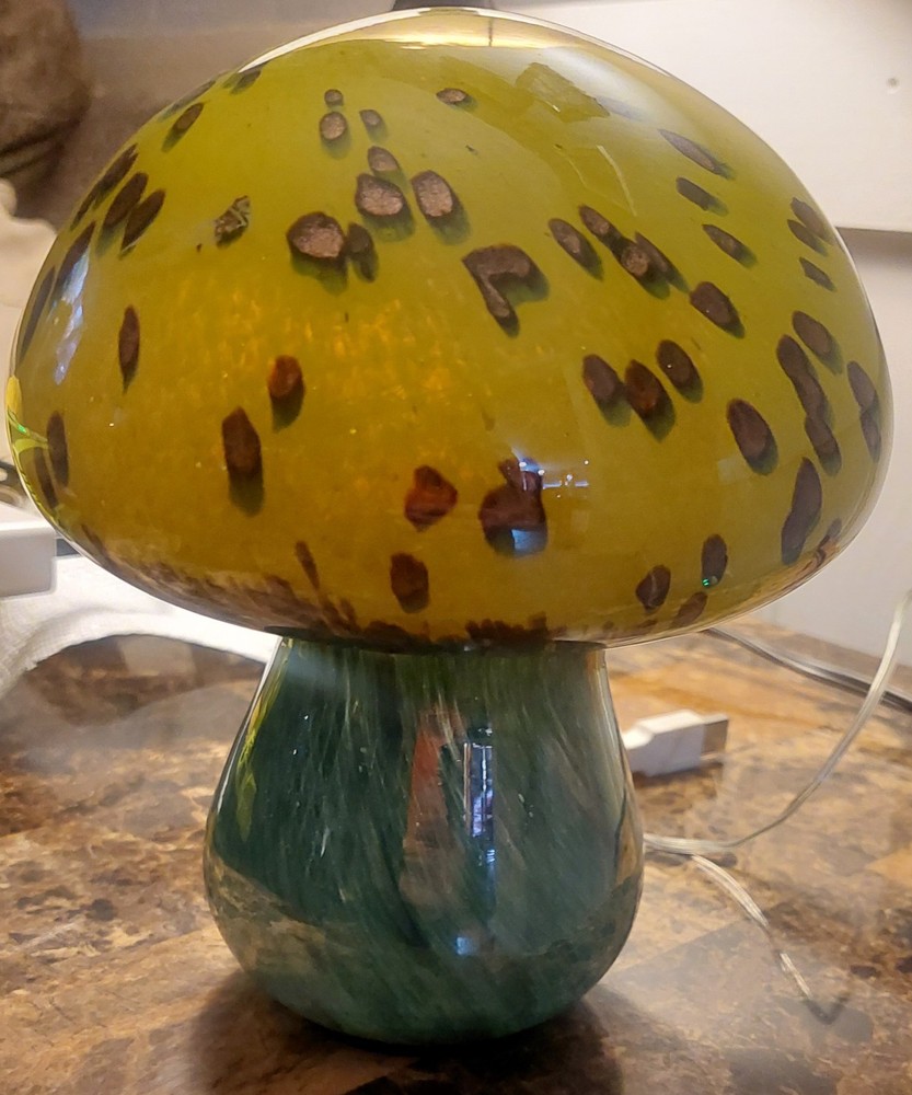 Mushroom Hand Blown Glass Night Light USB Powered