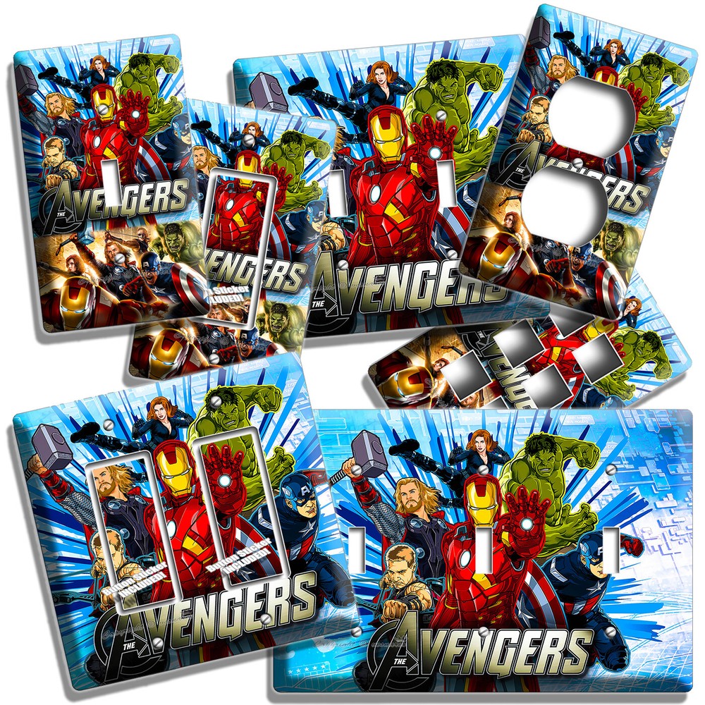 AVENGERS THOR BLACK WIDOW IRON MAN HULK COMICS LIGHT SWITCH OUTLET WALL HD DECOR