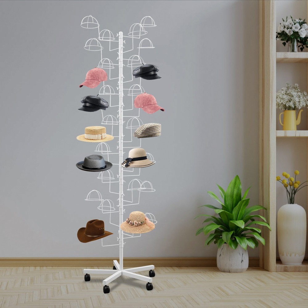 Mobile Hat Rack With 30 Hooks, Durable Freestanding Display Stand