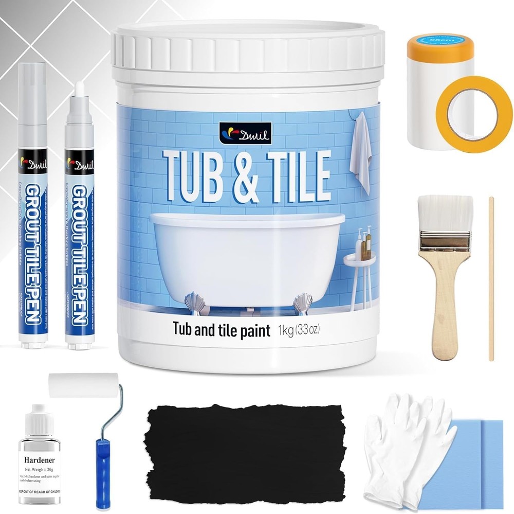 DIY 33oz Water-Based Bathtub & Tile Refinishing Kit - Easy Application, Low Odor