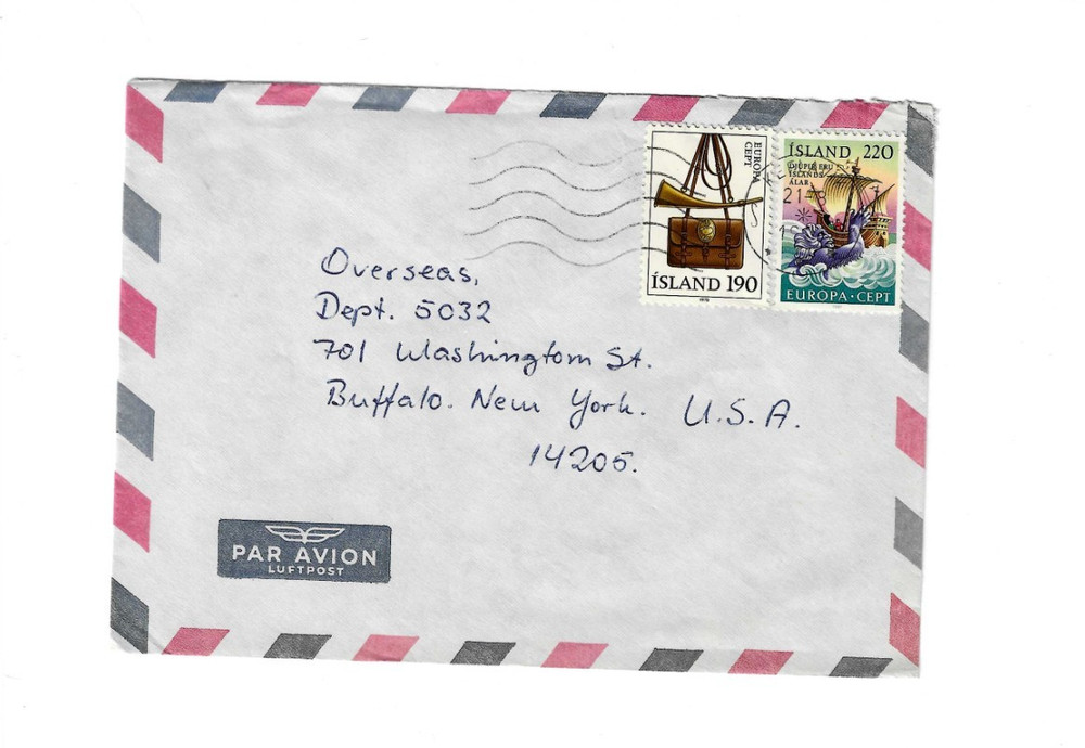 ICELAND Cover sent to U.S.