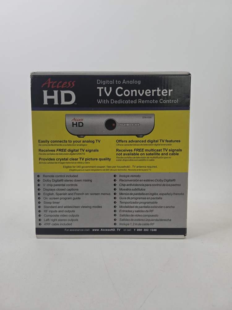 Digital to Analog TV Converter ACCESS HD Complete w/Remote Control - Tested
