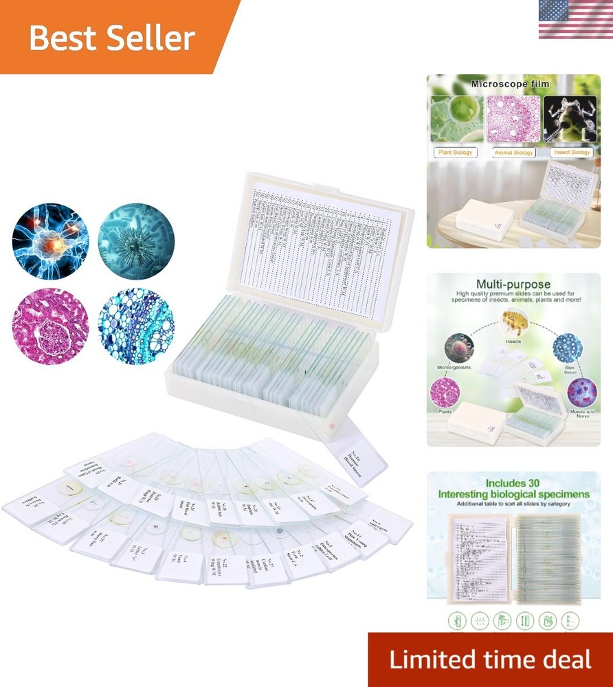 30  Microscope Slides with Diverse Specimens for Kids' Science Discovery