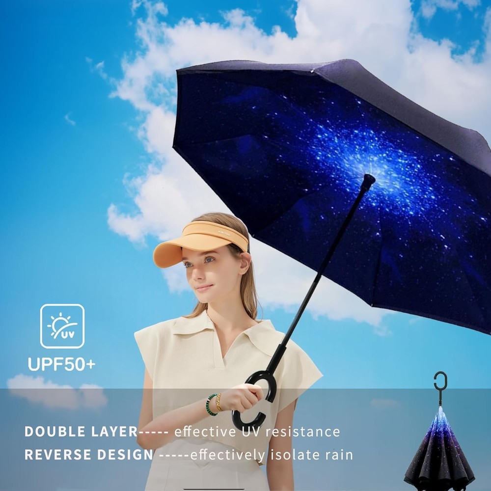49/56 Inch Inverted Reverse Upside Down Umbrella Extra Large Double Canopy