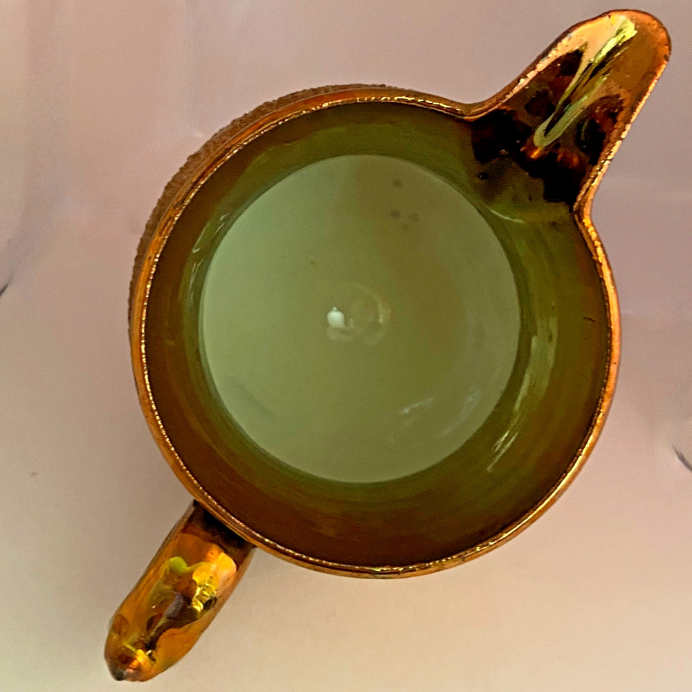 Victorian Copper Lusterware Pitcher with Bubbled Sandy Band