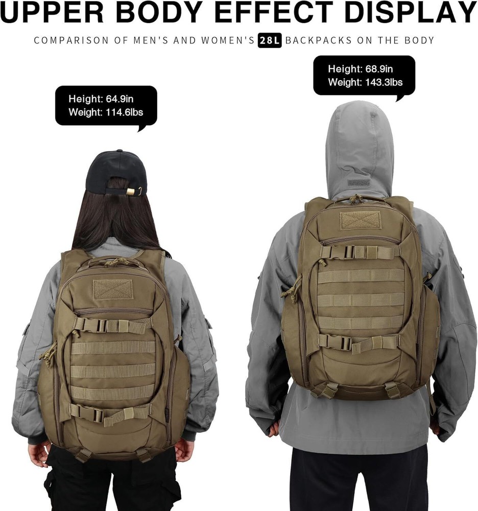 Tactical Backpack Military Molle Backpack with Chest Strap for Hiking Motorcycle