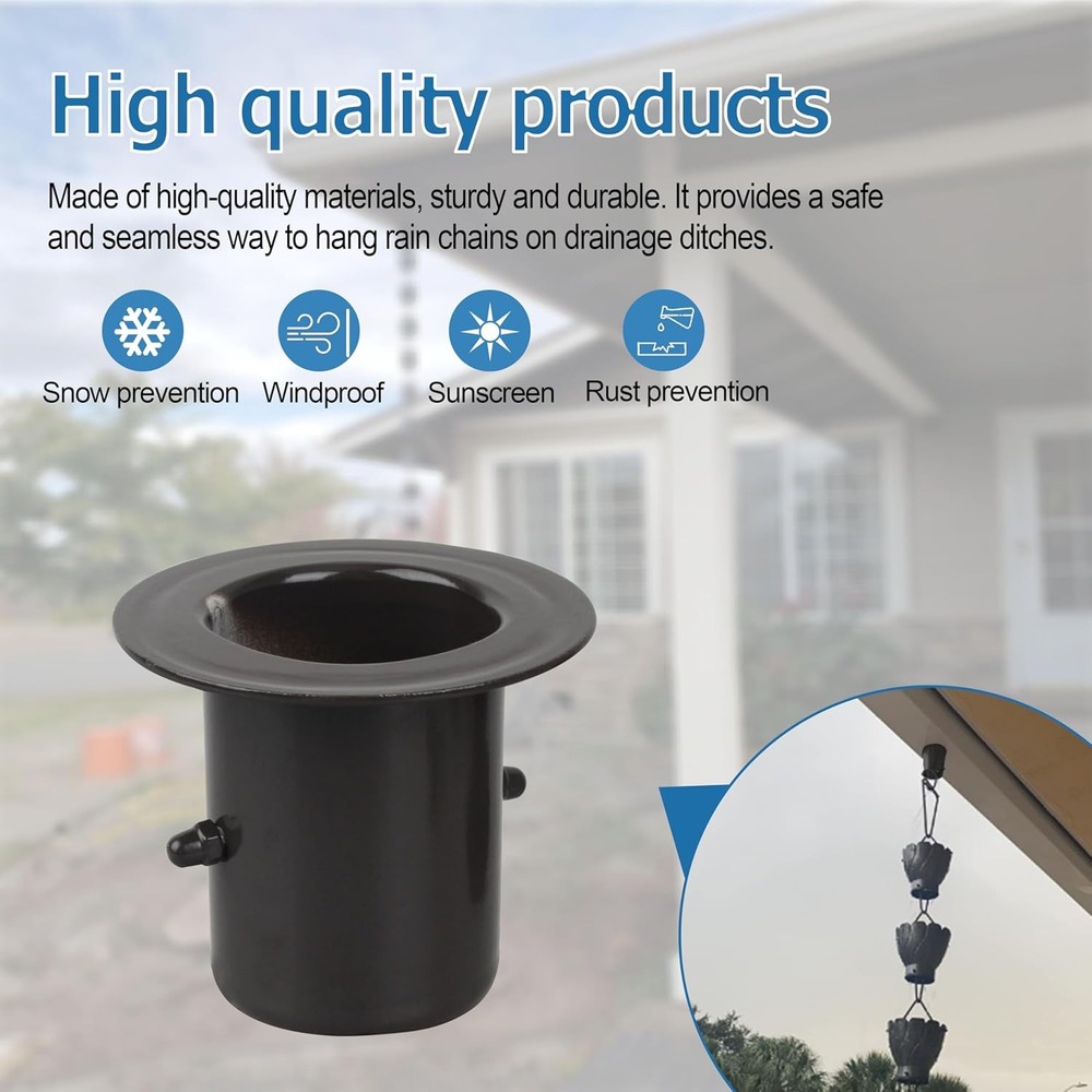 Rain Chain Gutter Adapter Replacement Downspout Gutters Black Aluminum 2Pcs