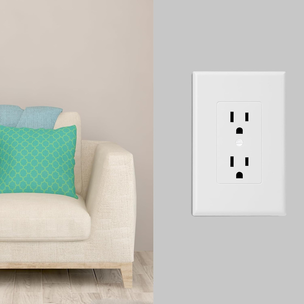 Bates Duplex Wall Outlet Covers - 10 Pack, White Wall Plates