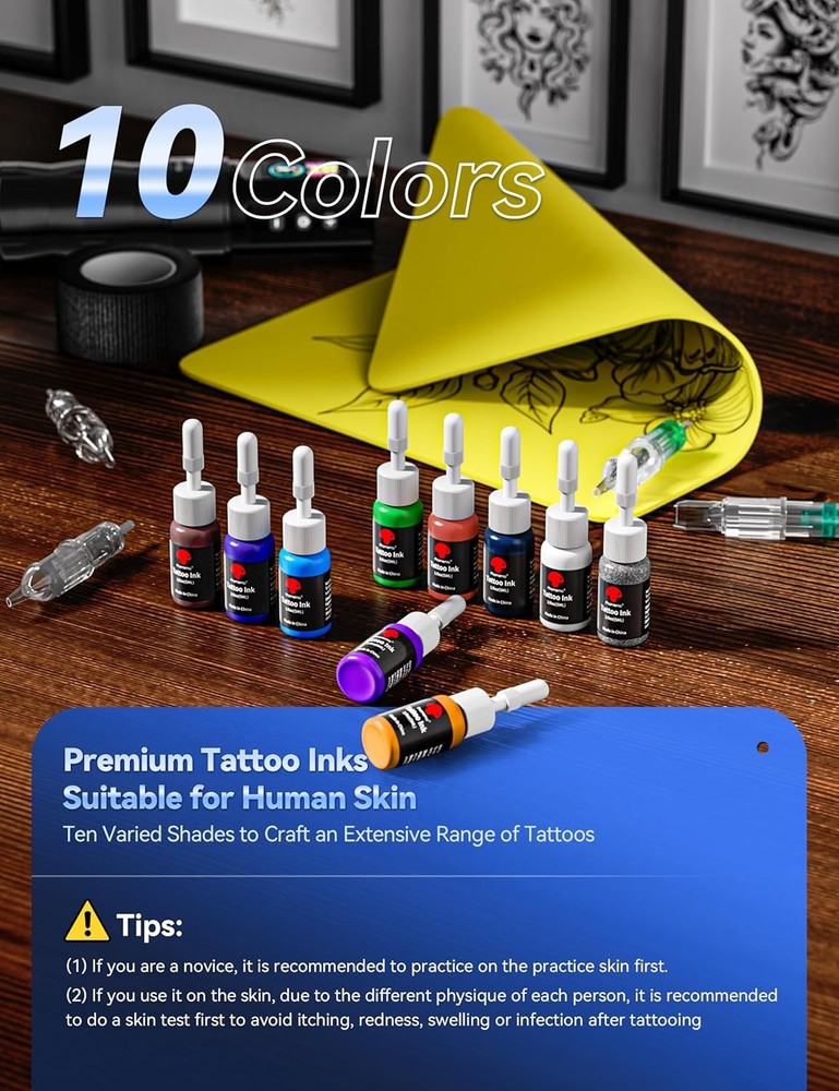 Phomemo Tattoo Gun Kit, Wireless machine Kit for Black+2 Batteries