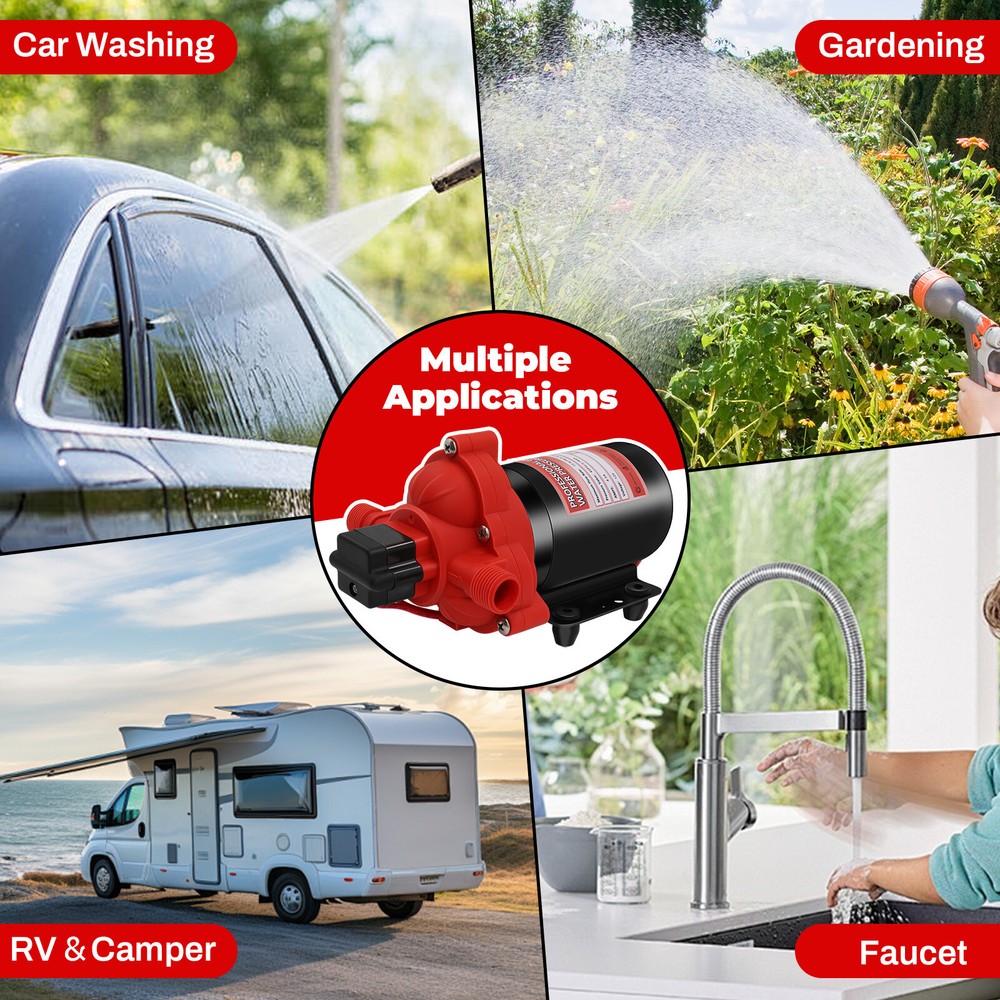 RV Water Pump 12V DC Pressure 4GPM 45 PSI Self-Priming for RV/Marine/Garden