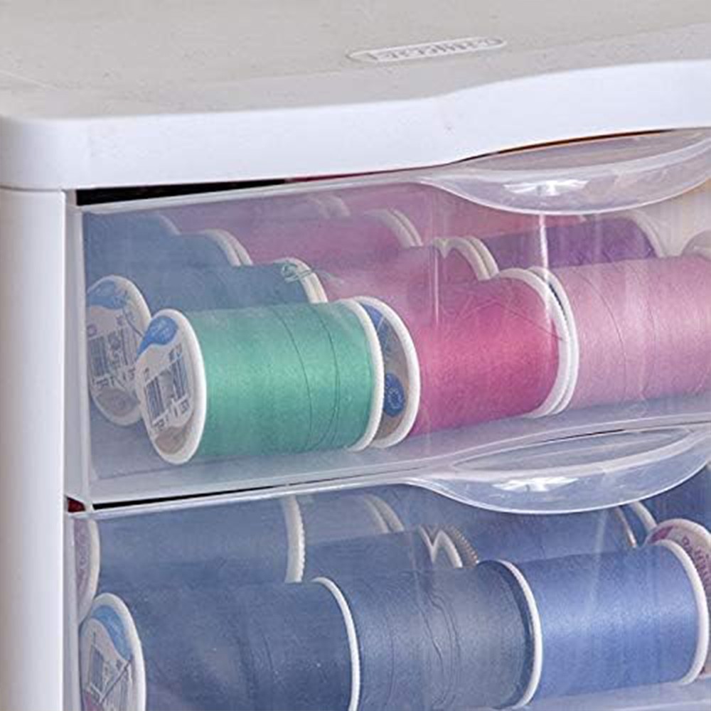 Sterilite 3 Clear Drawer Desktop Storage Unit Home Tabletop Organizer, 4 Pack