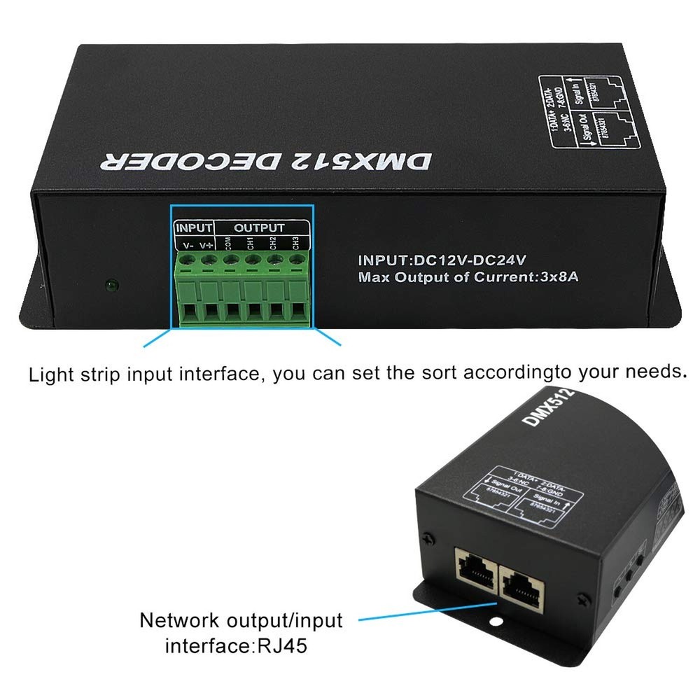 High Power Dmx Led Decoder Controller Led DMX 512 Dimmer Driver DC12V-24V for...
