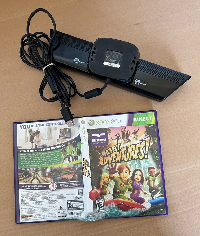 Microsoft Xbox 360 Kinect Camera Motion Sensor Bar & Kinect Adventures Game Tstd