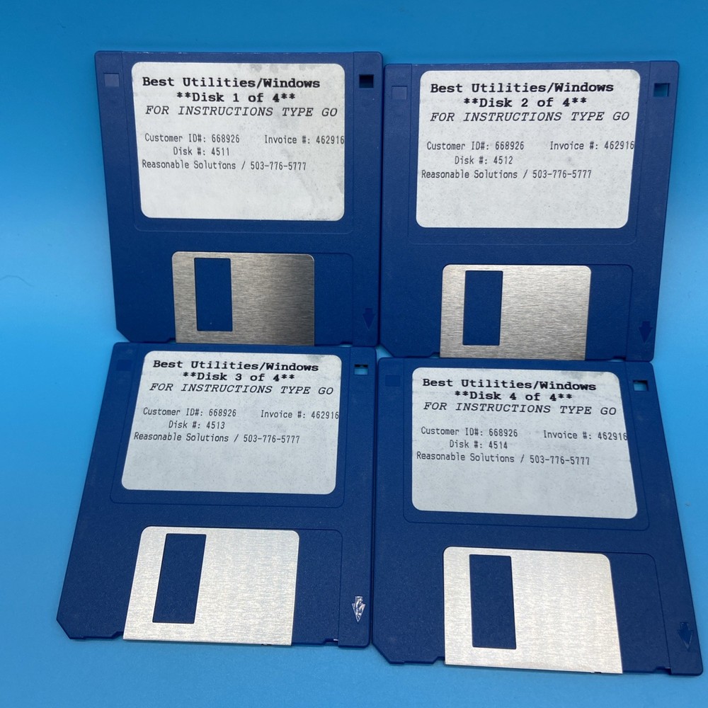 Vintage Reasonable Solutions Best Utilities for Windows 3.5" Floppy Disk Set 1-4