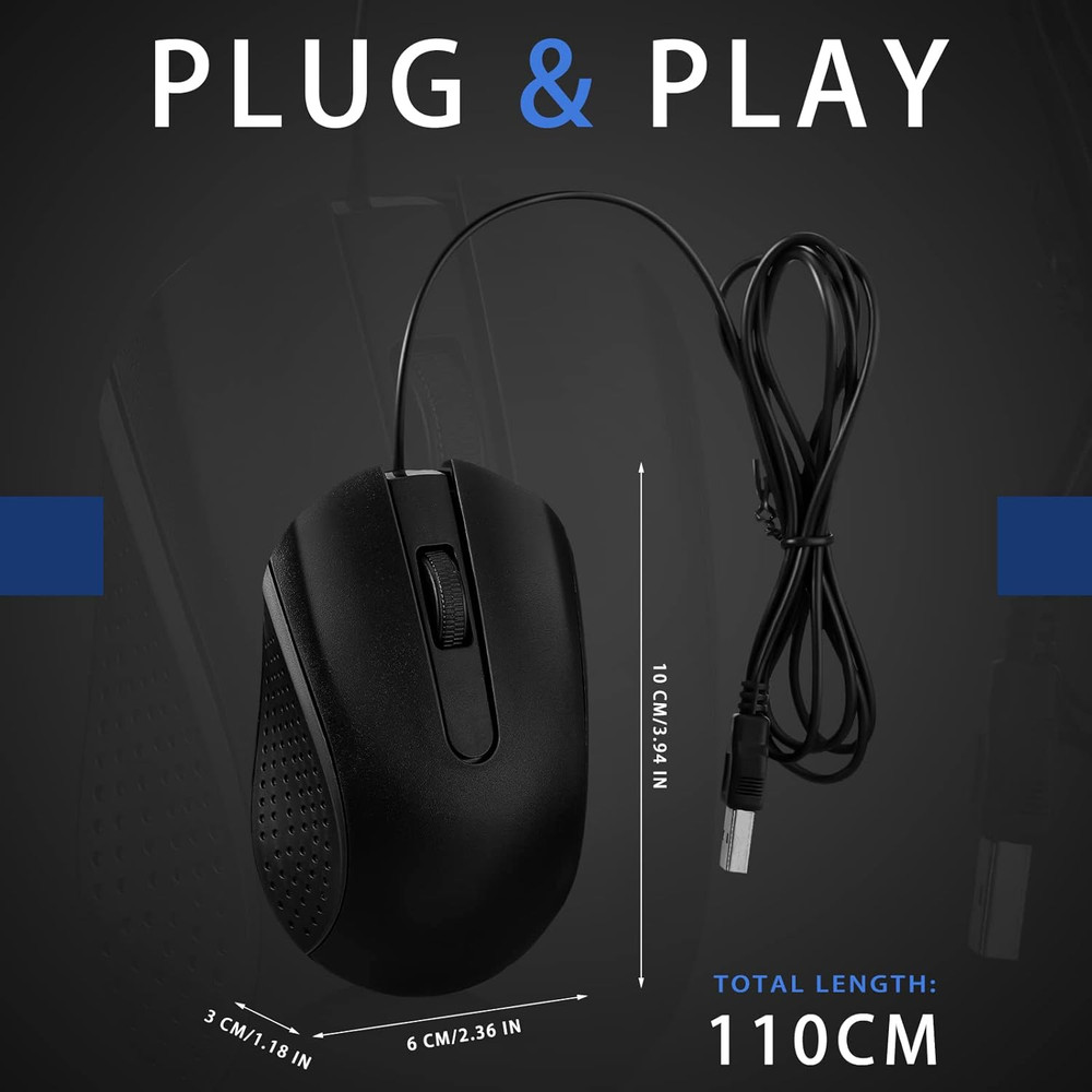 30 Pack USB Wired Mouse 3 Button Corded Computer Mice Bulk USB Mouse for PC Desk