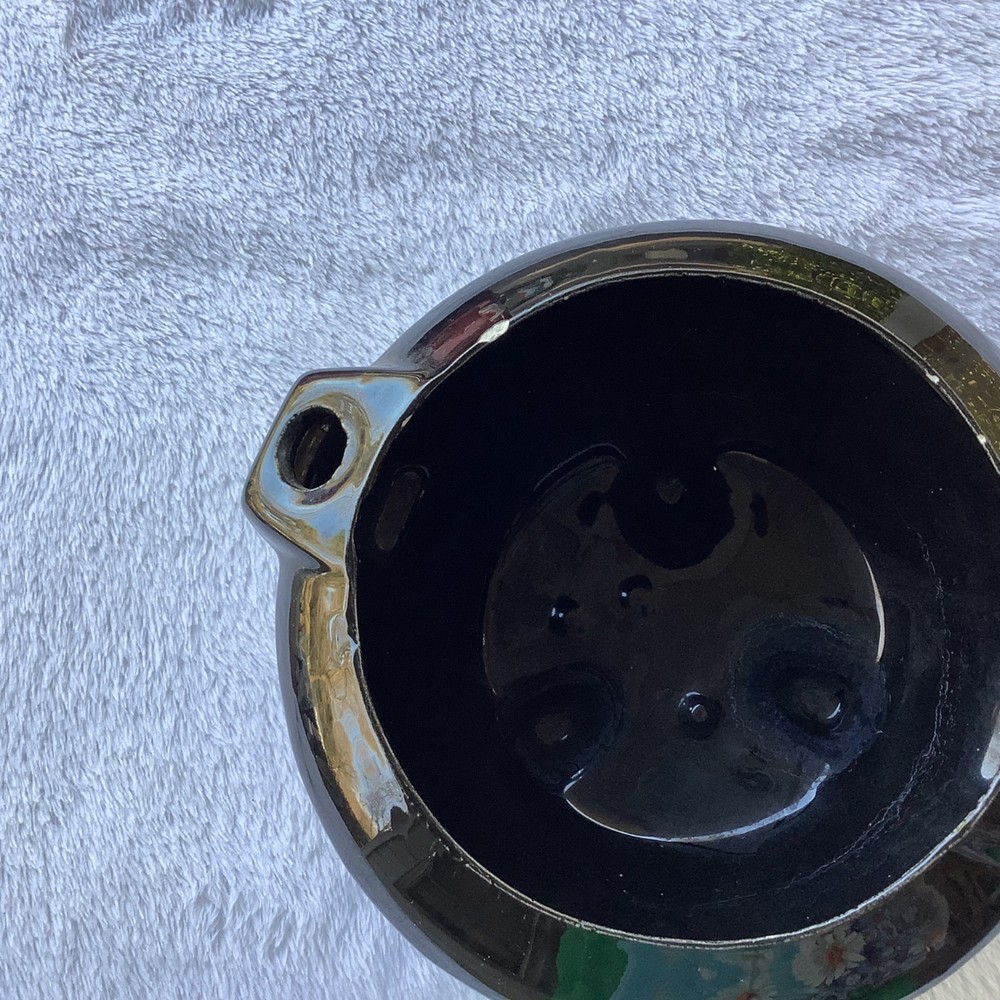 Black ceramic flower planter or ceramic bowl 2pc