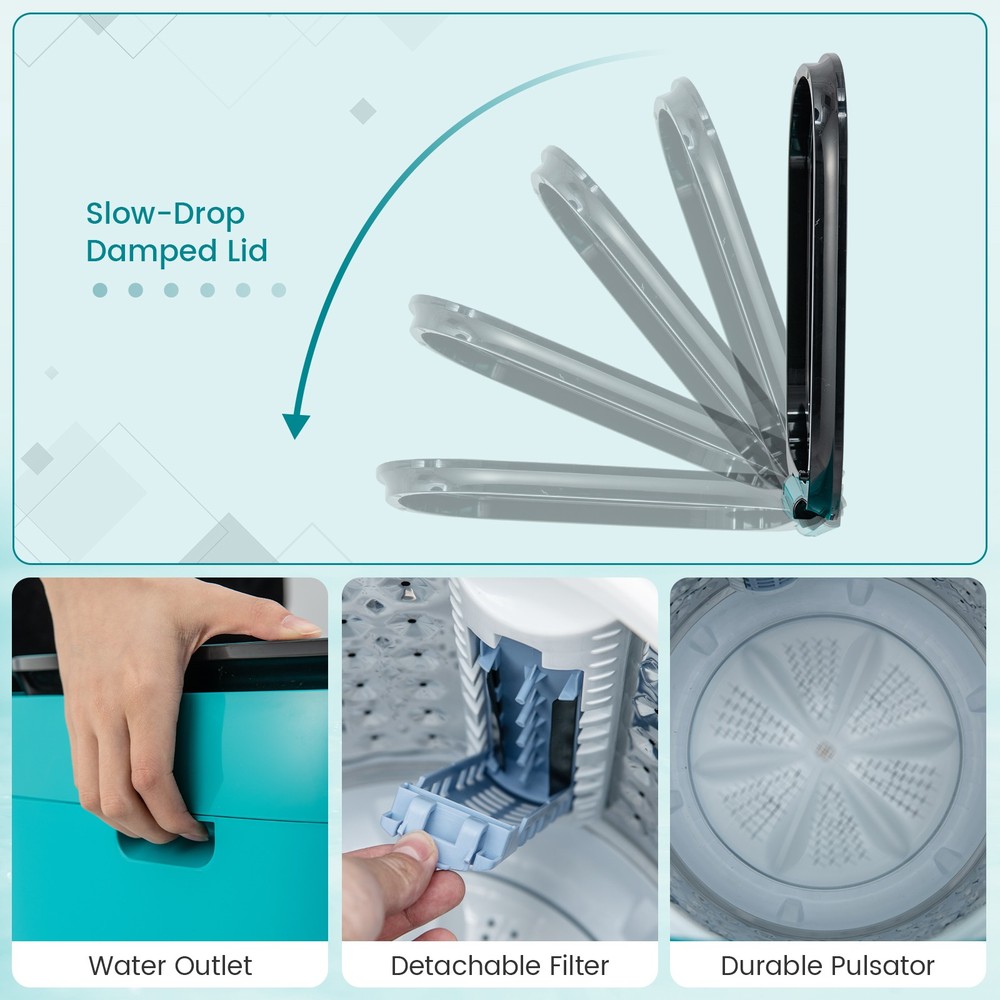 Full Automatic Washing Machine 0.78 Cu.ft Compact Washer & Spinner Combo 7.7 lbs