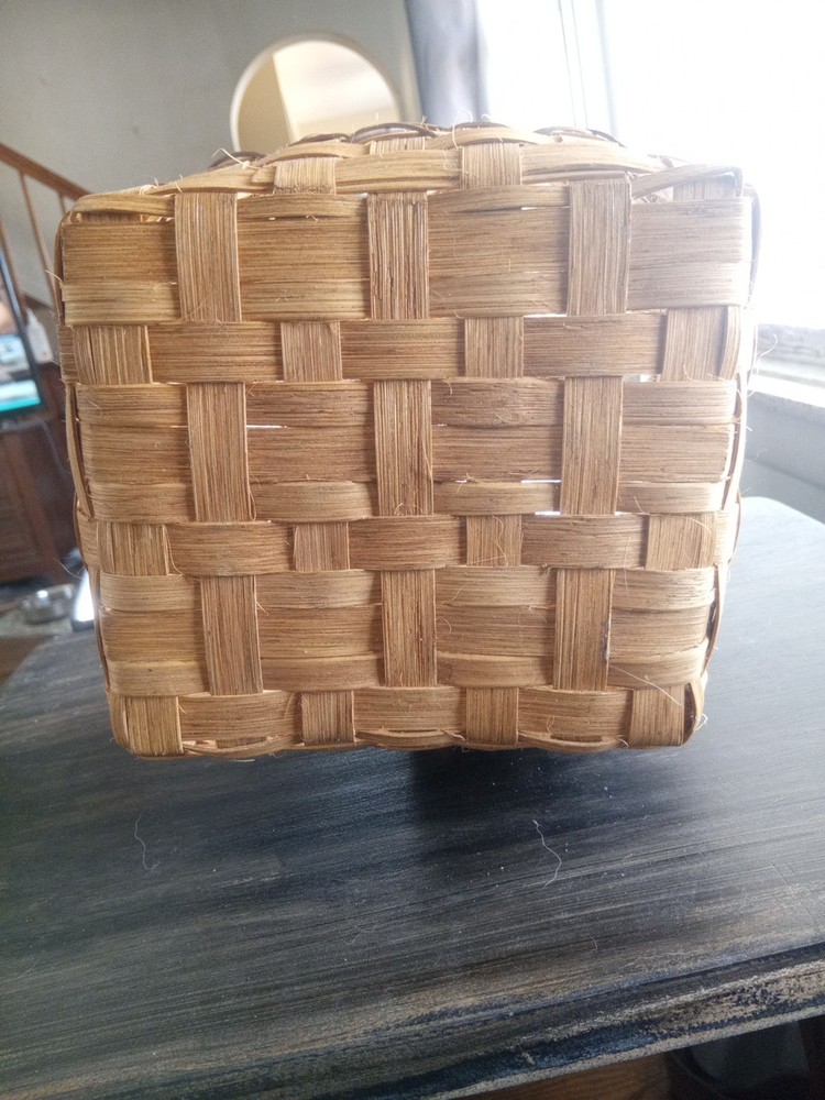 Square Woven Basket Natural Handle Home Decor Storage Country Rustic