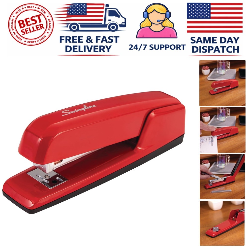 Manual Jam-Free Rio Red Stapler – Efficient 30 Sheet Capacity, Metal Build