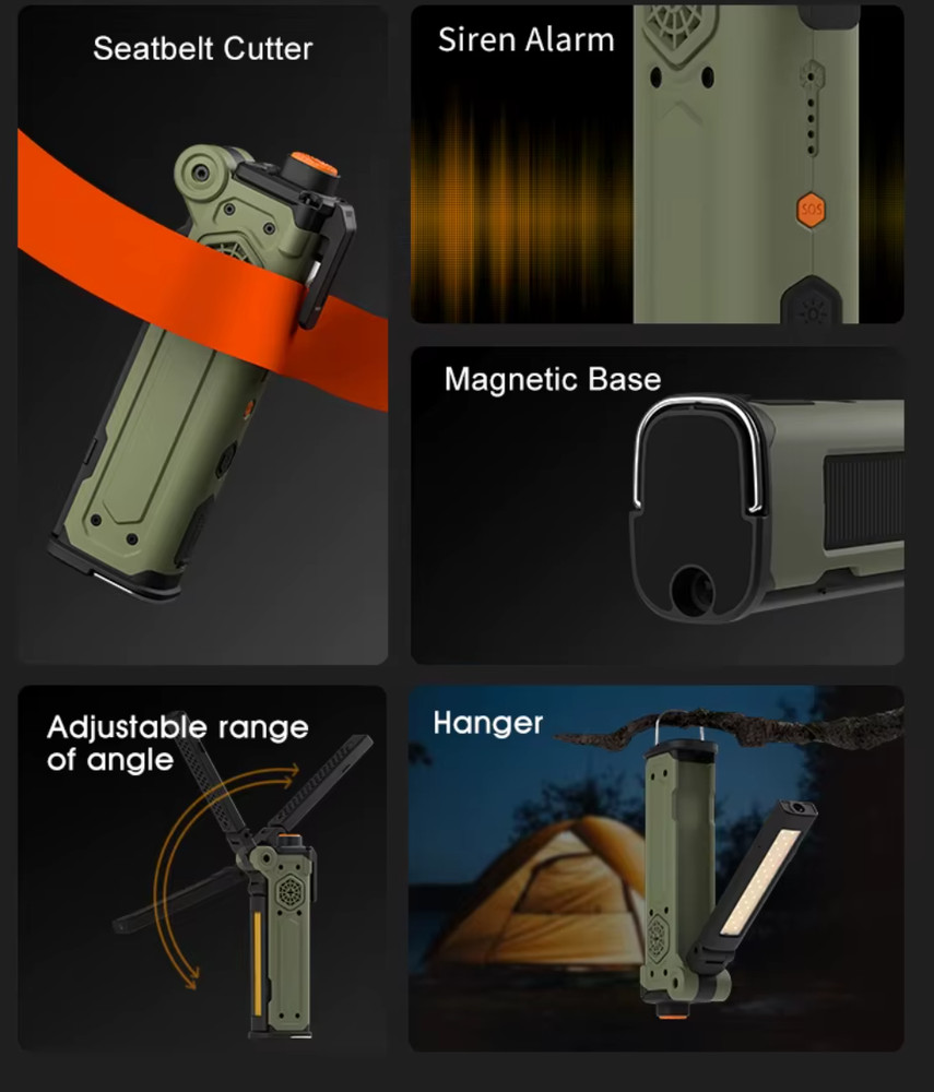 High-Quality All-in-One Solar Rechargeable Emergency Multi-Tool Light