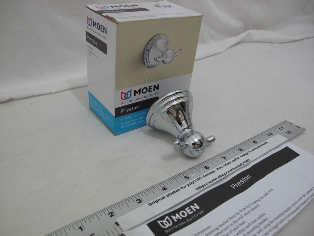 (1) NEW Moen Preston Double Robe Hook - CHROME - DN8403CH