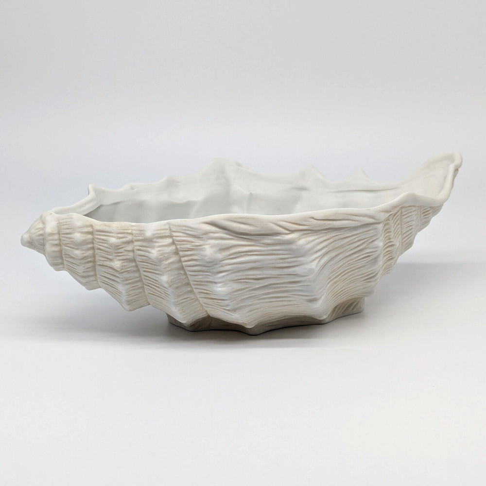 Seashell Bowl White Bisque Porcelain Conch Shell Coastal Beach Decor