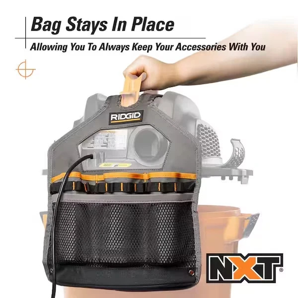 RIDGID NXT Shop Vacuum Attachment Storage Bag Organizer Accessory for Select RID