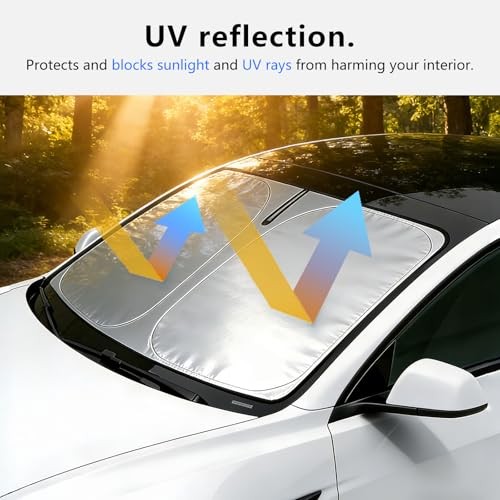Car Windshield Sun Shade for Chevy Silverado, Windshield Sunshade with Silver