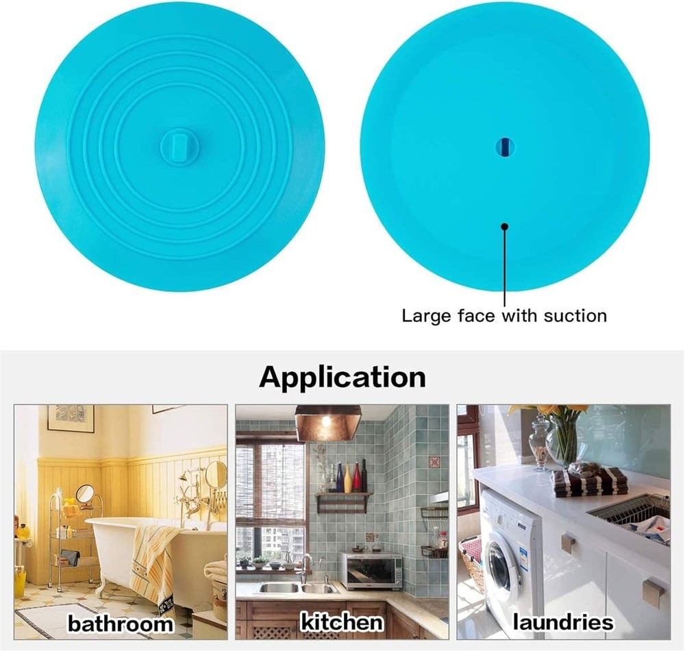 Effective 2-Pack 6” Silicone Drain Stoppers - Ideal for Bath & Laundry Use