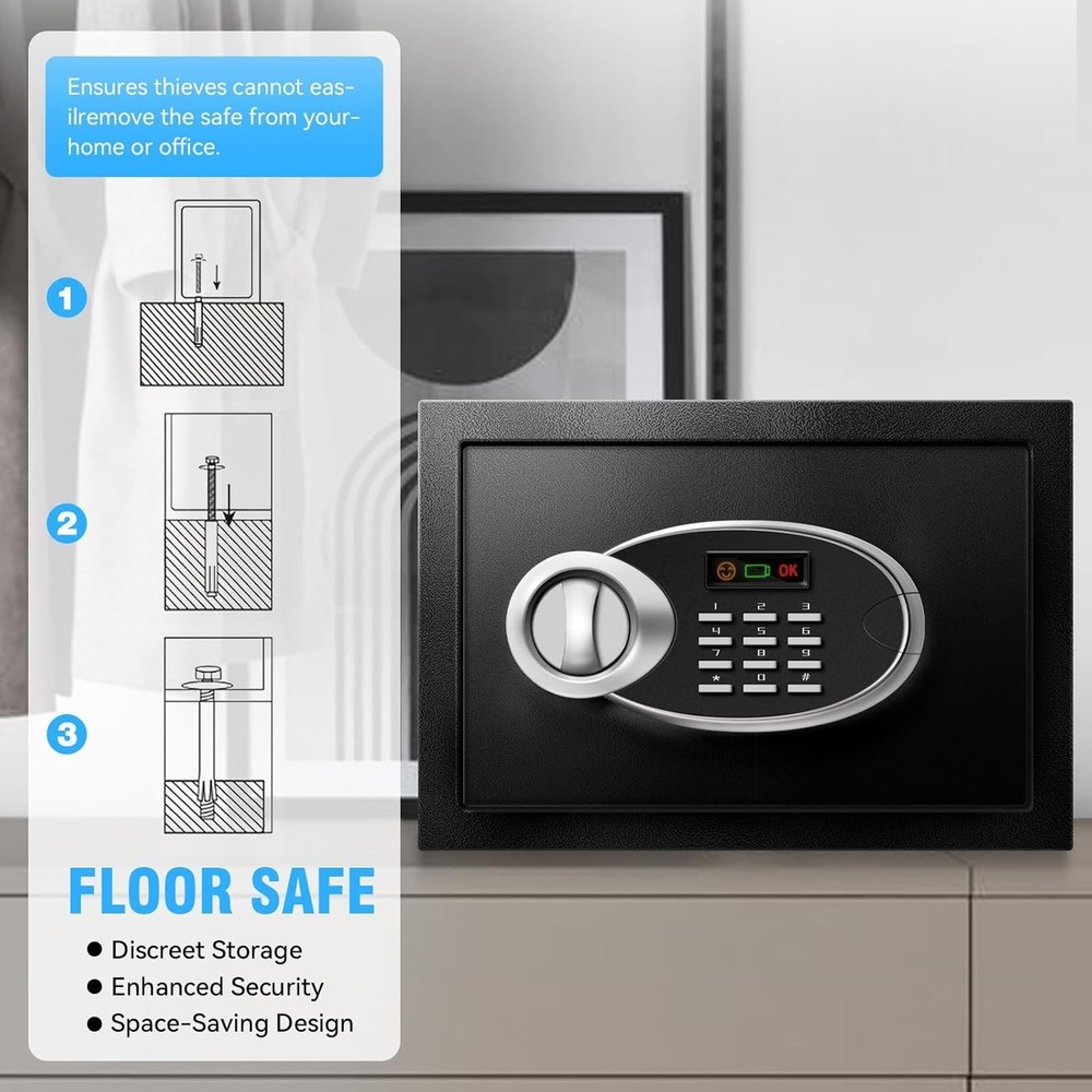 1.8 Cu Ft Safe Box W/ Fireproof Waterproof Documents Steel Security Personal