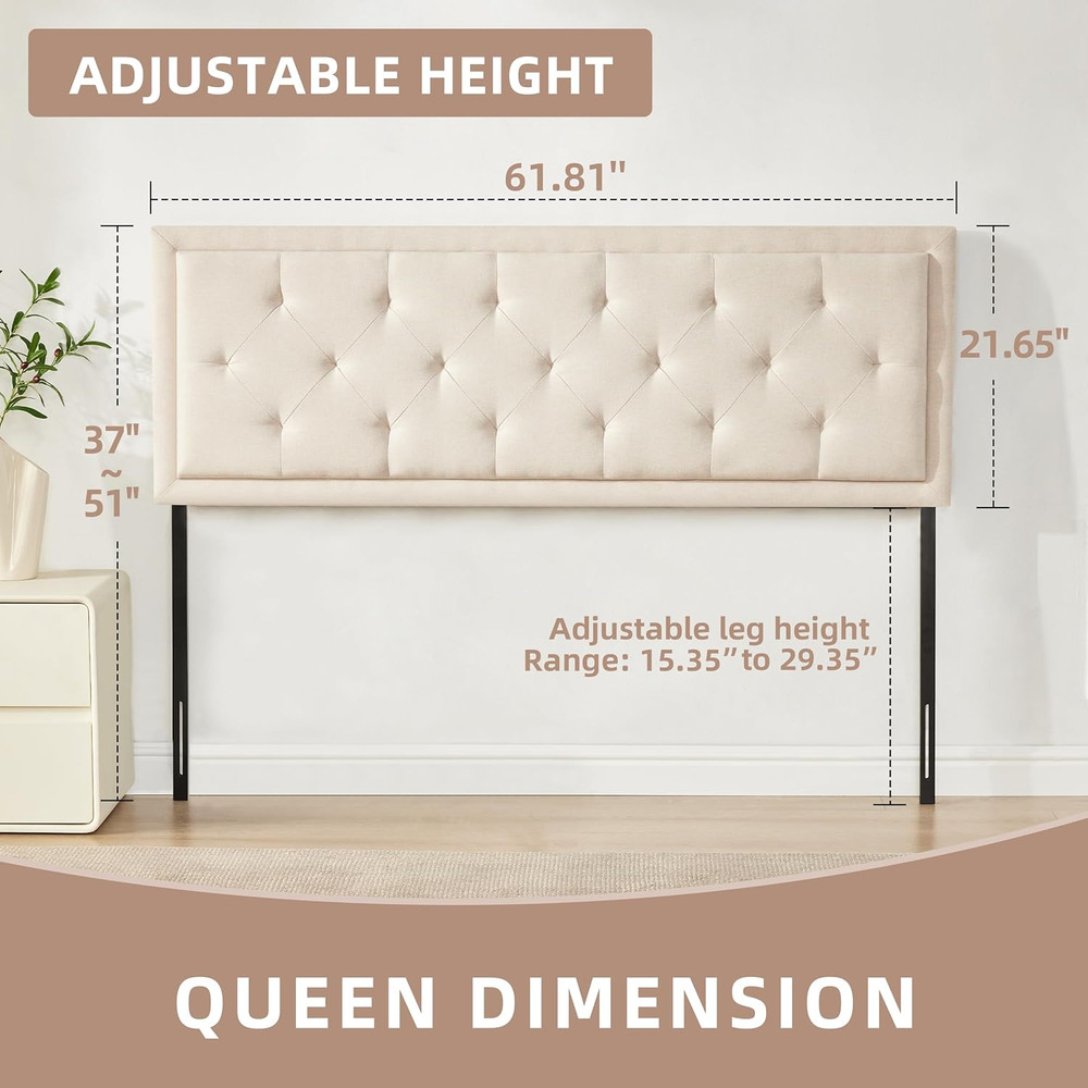 Howjoe Upholstered Queen Headboard Only, Tufted Headboard Queen Size, Solid Wood