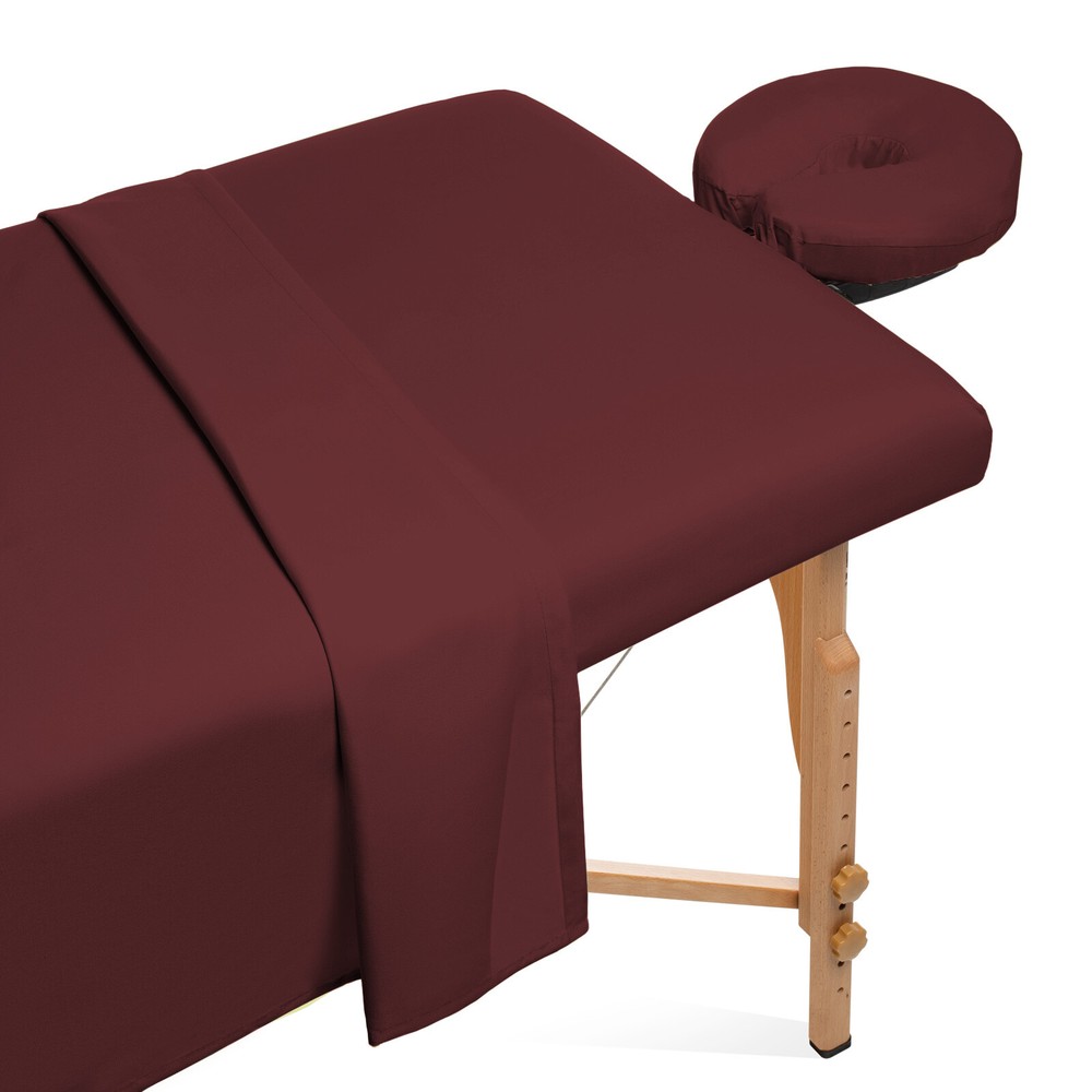 3pc Microfiber Massage Table Sheet Set - Salon Spa Covers - Burgundy