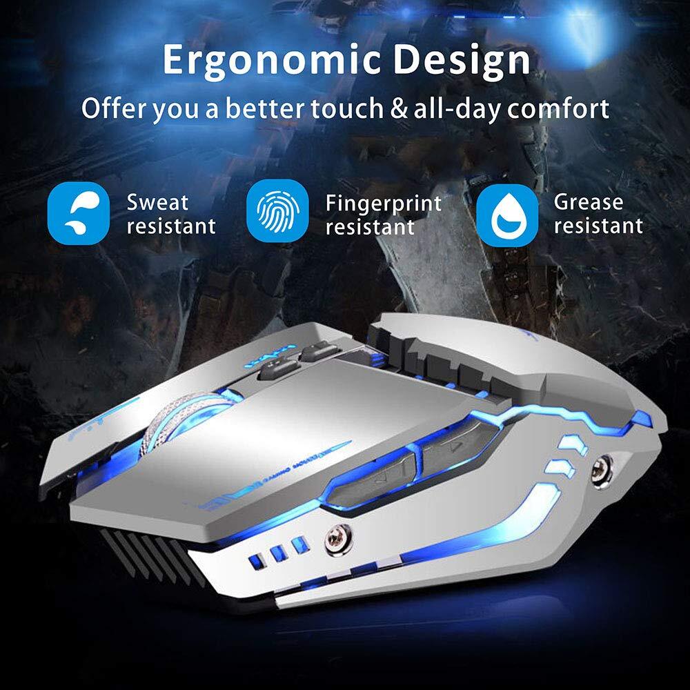 T12 Wireless Gaming Mouse Rechargeable 2.4G Silent Optical Wireless Computer ...