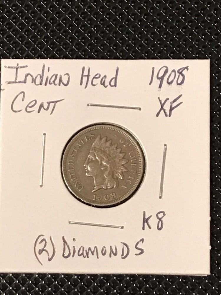 1908 Indian Head Cent XF 2 Diamonds