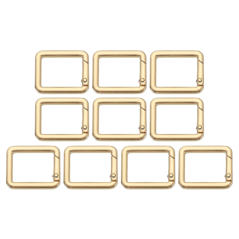 10 Pcs 34mm Square Shaped Spring Snap Keychain Clip for Purses Light Gold