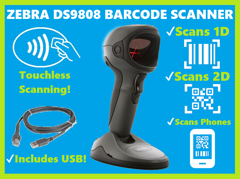 Zebra DS9808-SR00007NNWR 2D/1D/QR Code Barcode Scanner w/ USB cable! ⭐🔥