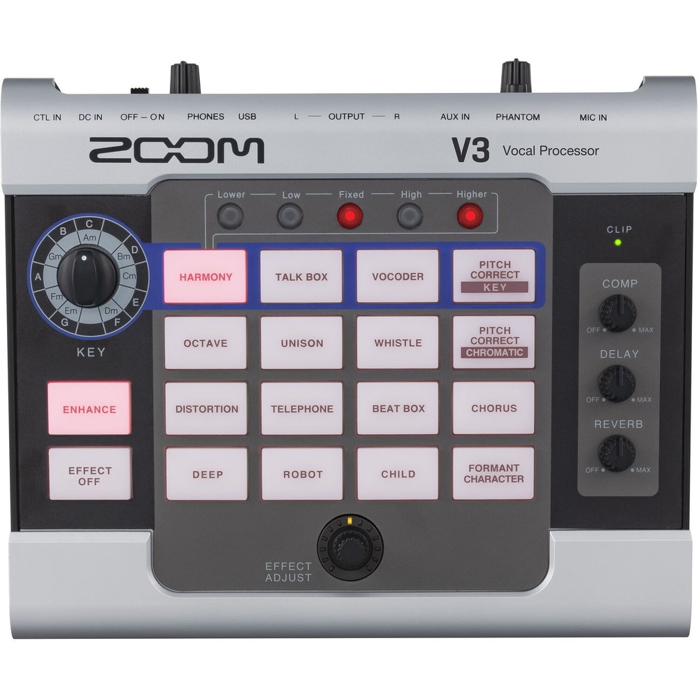 Zoom V3 Vocal Processor, Vocal Effects Pedal, 16 Studio Grade Effects