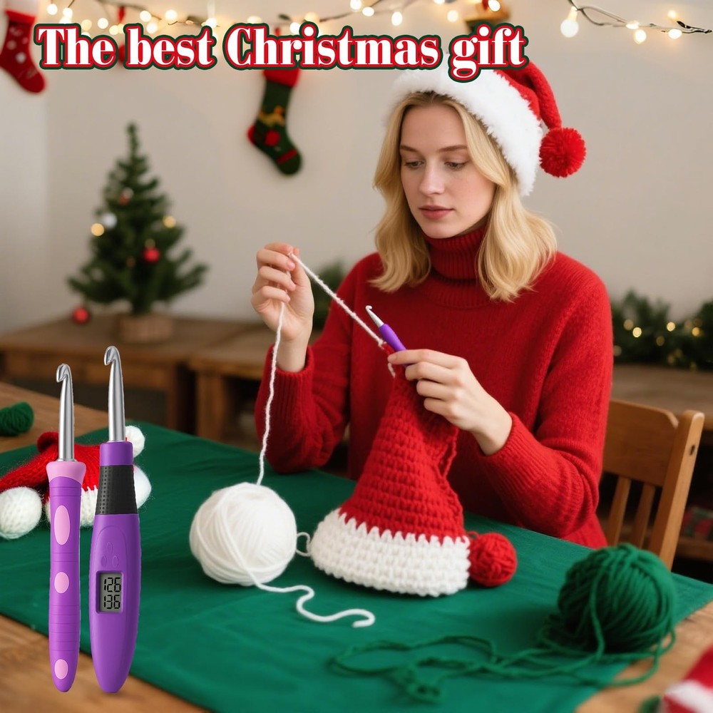 Crochet Hook with 18 Different Size for Stitch & Row Counter Light Up Interch...