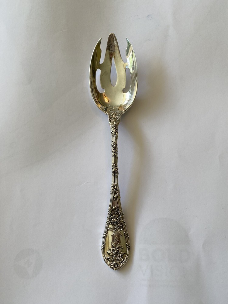 Gorham sterling Silver Dauphin Pierced Serving Spoon 8 3/8”