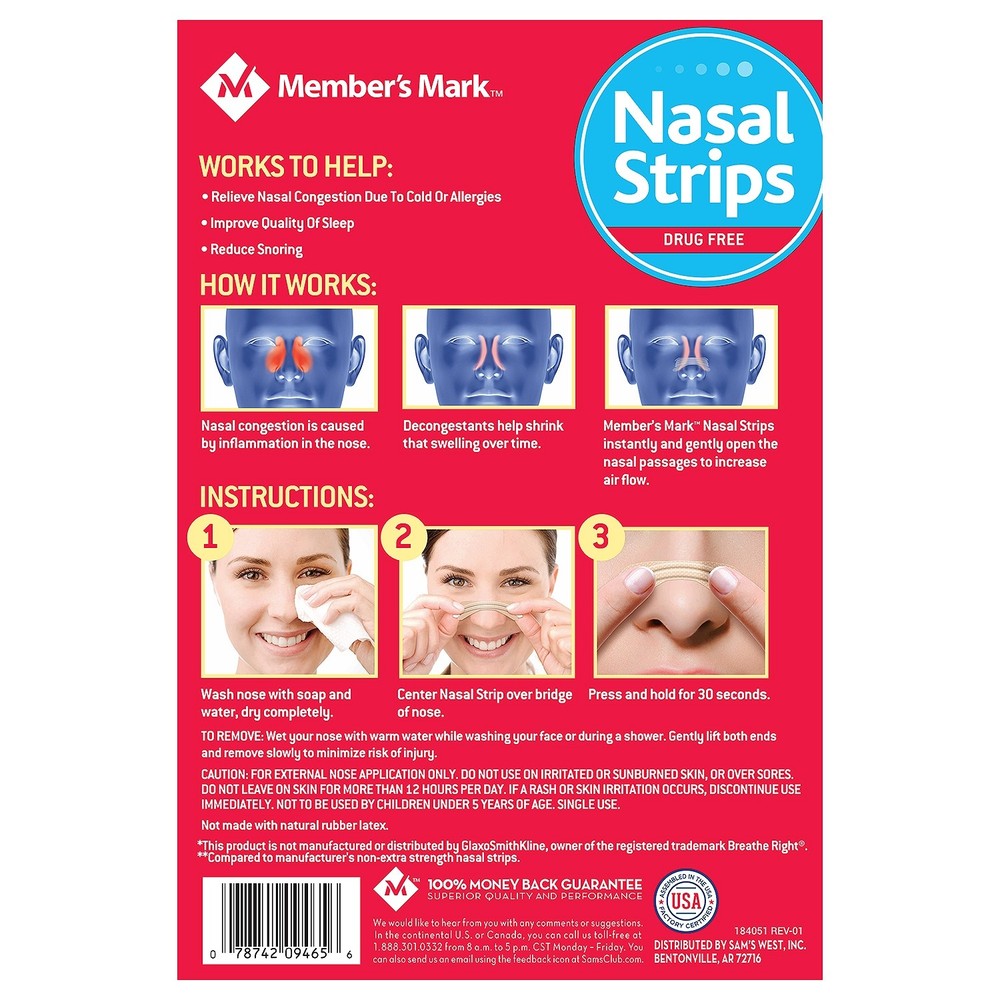 Member's Mark Extra Strength Nasal Strips, Tan (44 Count.)