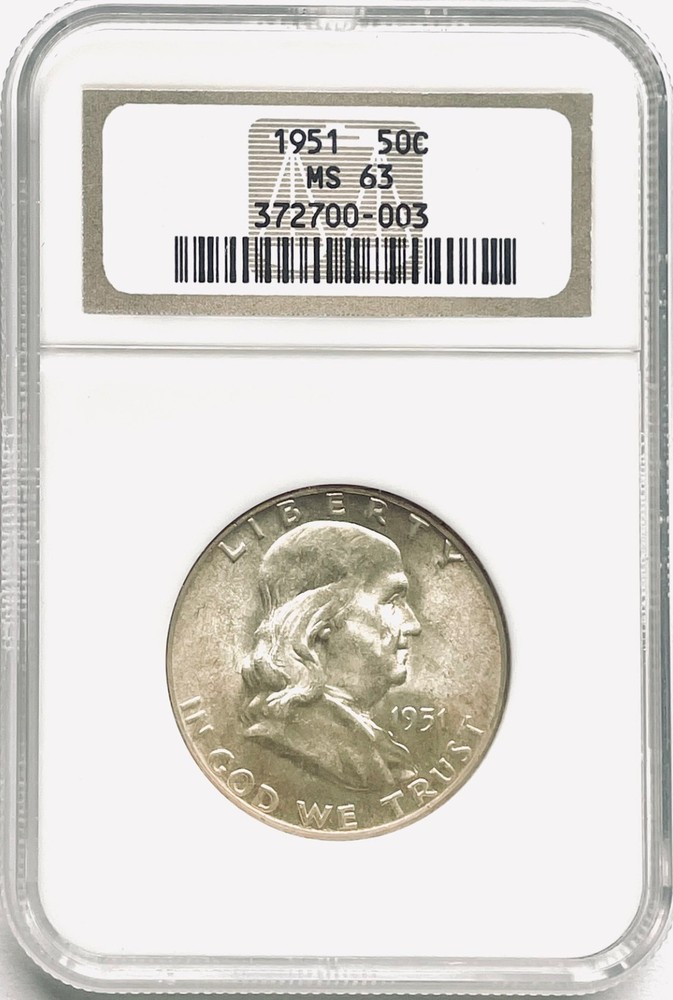 1951 Franklin Silver Half Dollar NGC MS63