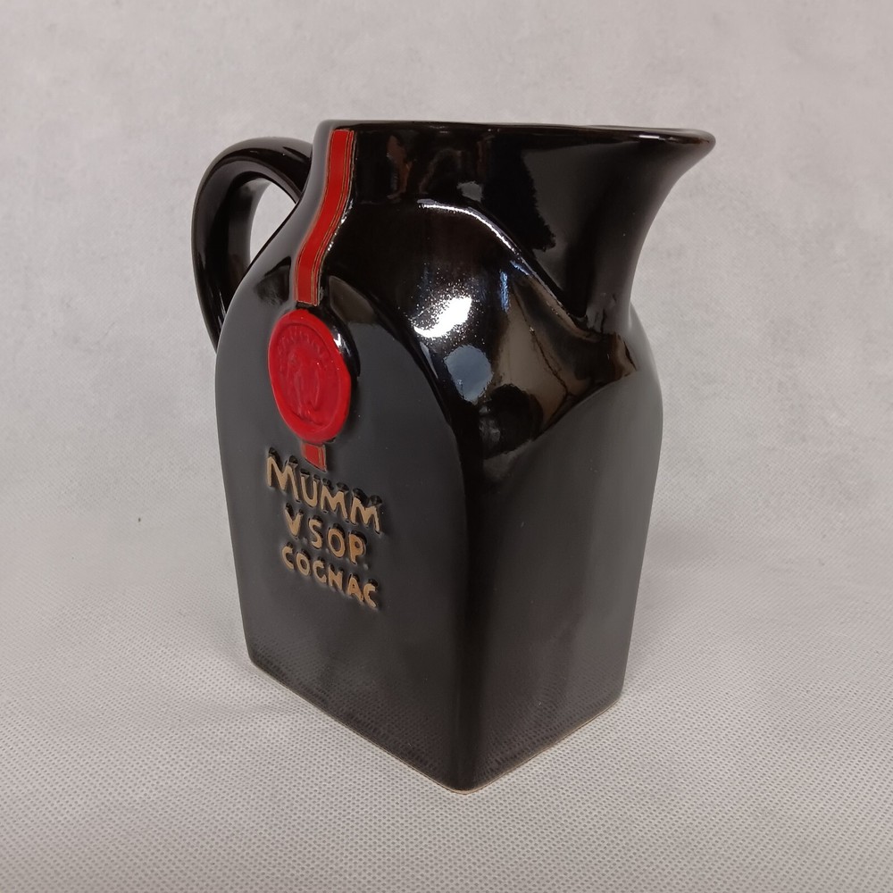 Advertising Mumm VSOP Cognac Water Pitcher Black Ceramic