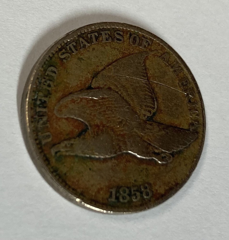 (B) 1858 Large Letters VF Details With Light Scratch Flying Eagle