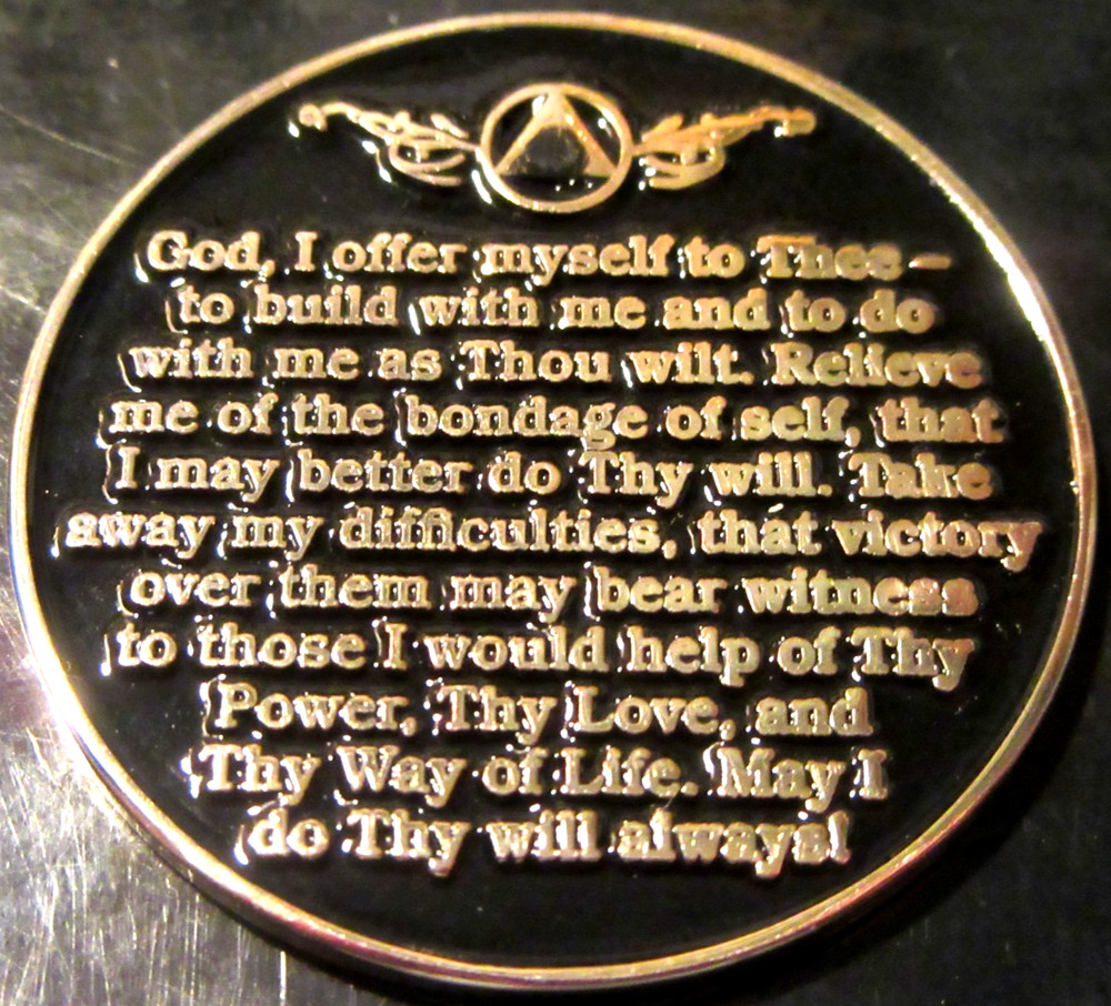 Tree Black Alcoholics Anonymous 3 year AA Medallion Coin Token chip