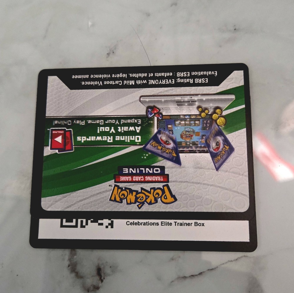 Pokemon TCG 1x Celebrations ETB Code PTCGO Digital Delivery Card Message