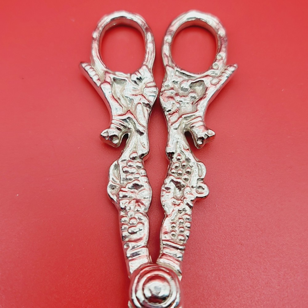Vintage Silver Plate Victorian Style Grape Scissors Fox & Grapes Design